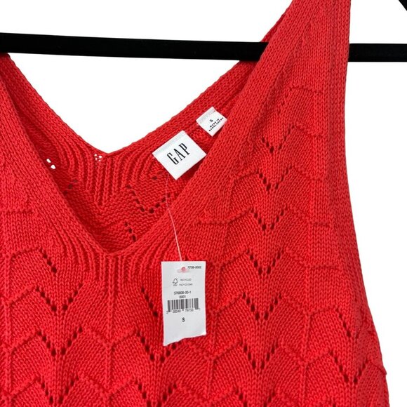 NWT Gap Women's Knit Sweater Tank Top 100% Cotton Bright Red/Orange Size S - Picture 2 of 8